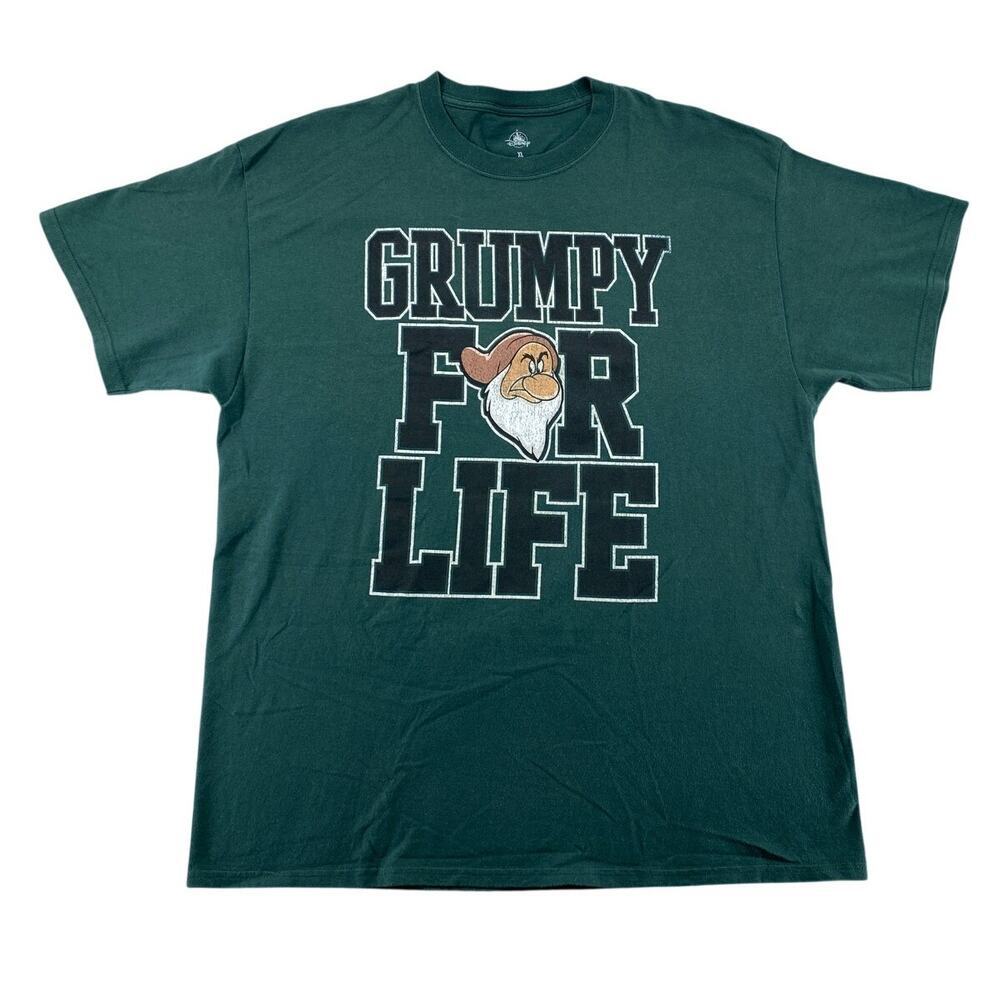 Vintage Disney Grumpy For Life Graphic Tee XL Green Snow White Dwarf Shirt